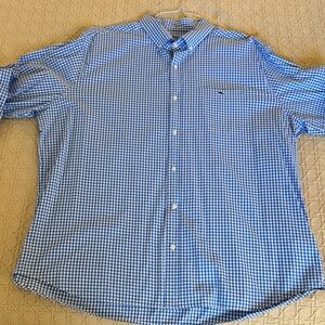 Vineyard Vines Denim Blue Gingham Men's Button Down Shirt/2XL